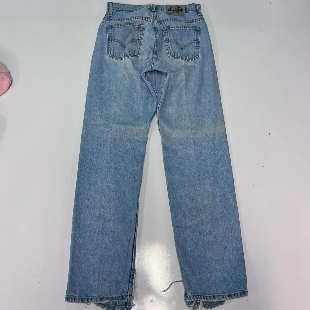 Vintage Levi's Silvertab Guys Fit Jeans Light Wash Distressed Thrashed USA 28x32